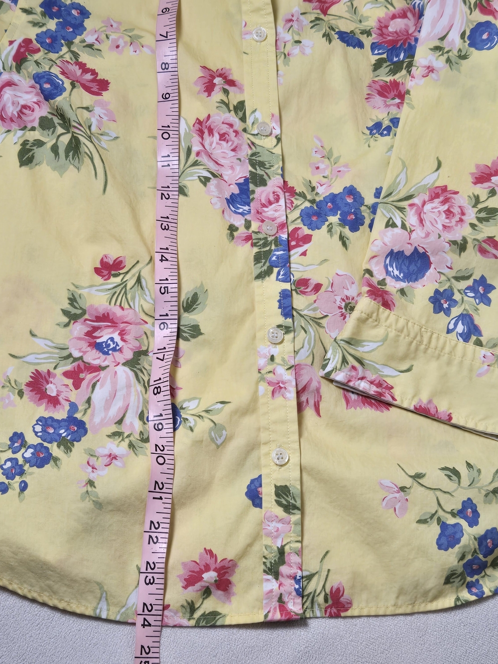 Liz Claiborne Womens Yellow Floral Button Up Shirt 3/4 Sleeve Size 8 Cottagecore - Picture 11 of 11